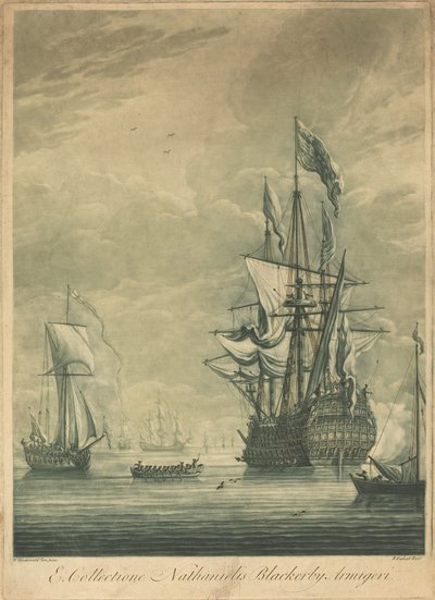 Schifffahrtsszene aus der Sammlung von Nathaniel Blackerby von Elisha Kirkall after Willem van de Velde the Younger