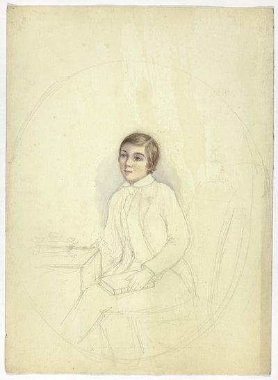 Studie für Porträt eines Jungen mit Buch von Elizabeth Murray