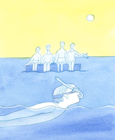 Eine Person, die zu sehr mit ihren eigenen Interessen beschäftigt ist - selbst mit guten Dingen - und nicht auf diejenigen hört, die ihre Liebe und Loyalität verdienen, ist wie ein Schwimmer mit Schnorchel, der sich entscheidet, sich abzuschneiden von Elizabeth Wang