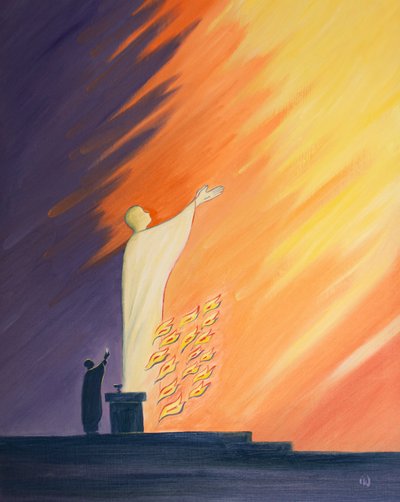 Bei der Messe beten wir mit Christus, der sich in der brennenden Liebe des Heiligen Geistes an den Vater wendet, 2000 von Elizabeth Wang