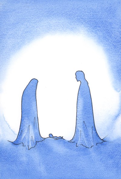 Beim Anblick des wunderbaren Babys (dessen Mutter in immer noch jungfräulicher Heiligkeit vor ihm stand) wurde St. Joseph mächtig für seinen Glauben belohnt. von Elizabeth Wang