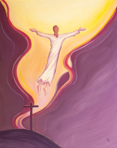 Durch den Willen, das Vorwissen, den Plan, die Zustimmung und die Gerechtigkeit des Vaters litt und starb Christus und sprang zu seinem Vater empor, uns in seinem Gefolge ziehend. von Elizabeth Wang