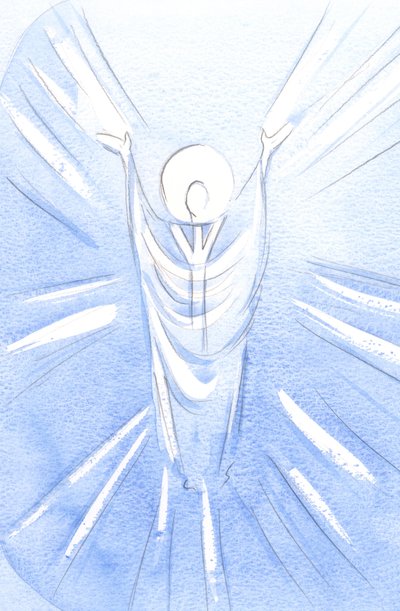 Christus, auferstanden und glorreich, ist wirklich im Allerheiligsten Sakrament gegenwärtig. Als Priester gekleidet, betet er für uns zum Vater von Elizabeth Wang