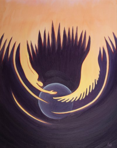 Christus und der Heilige Geist sind wie zwei Arme des Vaters, die die Erde umarmen. von Elizabeth Wang