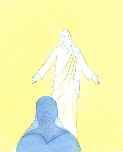 Christus blickte mich mit immensem Liebe und Zärtlichkeit an, als ich meine Reue und Liebe ausdrückte, 2003 von Elizabeth Wang