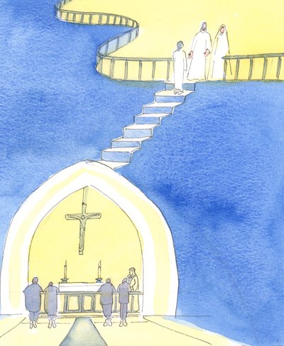 Christus lädt uns ein, am Altargeländer zu erscheinen, um die Heilige Kommunion zu empfangen; und am Ende des Lebens am Geländer am Rand des Himmels zu erscheinen, geheiligt und bereit einzutreten von Elizabeth Wang