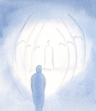 Christus ist immer derselbe, geduldig und liebevoll, hier mit seinen Engeln, selbst innerhalb der Seele von Elizabeth Wang