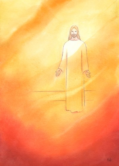 Christus ist strahlend und freudig in seinem auferstandenen Leben, 2002 von Elizabeth Wang