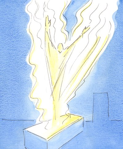 Christus ist zu Ostern in Herrlichkeit aus dem Grab auferstanden, verwandelt, als ob in einem lodernden Feuer der Nächstenliebe, als der Heilige Geist ihn von den Fesseln des Todes befreite von Elizabeth Wang