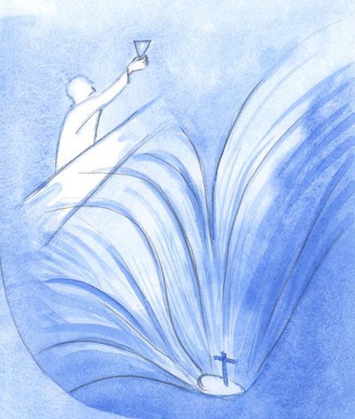 Christus sprach mit großem Mut zu seinen Aposteln, hielt den Kelch seines Blutes und sah bereits seine 