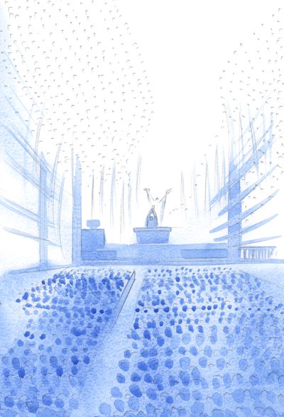 Während des Heiligen Messopfers fleht Christus den Vater an, mitten unter seinem Volk auf Erden und im Himmel, 2002 von Elizabeth Wang