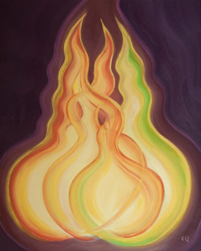 Jede göttliche Person, jede Flamme, besitzt die gleiche göttliche Natur. Zusammen sind sie ein Gott, ein Feuer von Elizabeth Wang