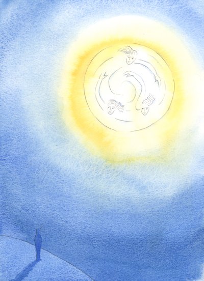 Jeder Mensch auf Erden, gezeichnet von der Erbsünde, ist eingeladen, das Leben der drei göttlichen Personen, des einen Gottes, zu teilen, die in unendlicher Freude und Strahlkraft leben von Elizabeth Wang