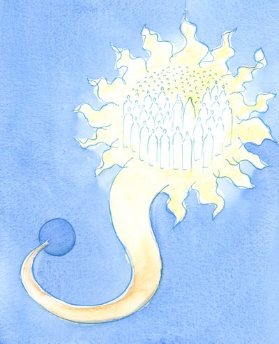 Der Himmel ist wie ein helles Zuhause weit über der Dunkelheit der Erde; ein erhabener Zustand; ein freies Geschenk, dessen wir nicht würdig sind von Elizabeth Wang
