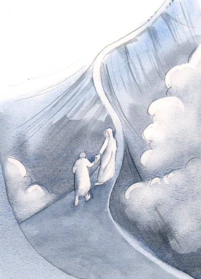 Ich sah einen schmalen Grat, und Seine Heilige Mutter kam herüber, um mich in Sicherheit zu führen. von Elizabeth Wang