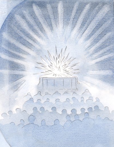 Ich sah das weiße Feuer des Opfers auf dem Altar und den Glanz und die Herrlichkeit des wahren Opfers Christi, 2000 von Elizabeth Wang