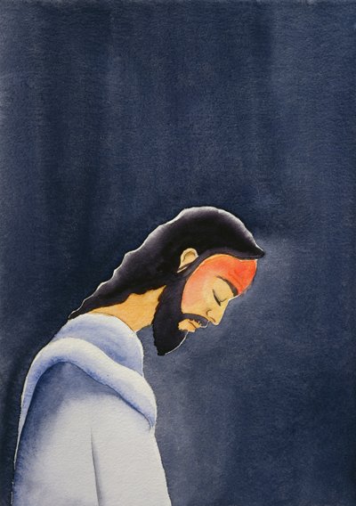 In seiner Agonie betet Jesus in Gethsemane zu seinem Vater von Elizabeth Wang