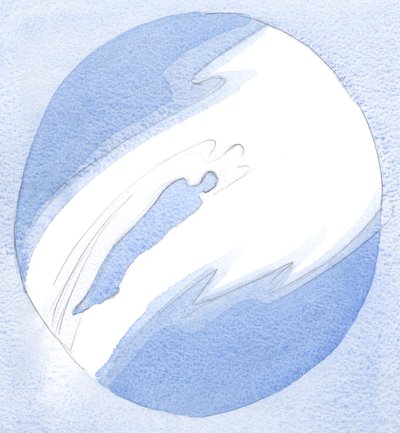 Als Antwort auf das Gebet schwebt ein Engel zur Seele eines treuen Freundes Jesu und hebt ihn schnell empor, um Jesus im Himmel zu begegnen. von Elizabeth Wang