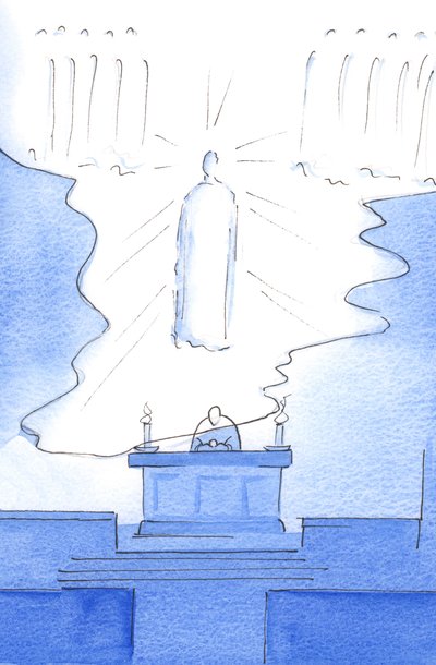 Es war, als ob der Boden des Himmels selbst über den Altar ausgedehnt wurde, so dass Christus sowohl im Himmel als auch auf dem Altar gegenwärtig war von Elizabeth Wang