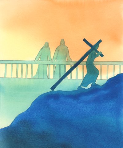 Jesus und Maria schauen uns mit Zärtlichkeit an, während wir unseren eigenen Kreuzweg gehen von Elizabeth Wang