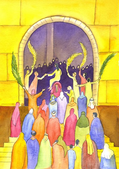 Jesus zieht in Prozession in Jerusalem ein (Palmsonntag), 2001 von Elizabeth Wang