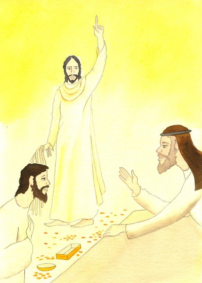Jesus sagt zu den Geldwechslern im Tempel: Steht nicht geschrieben: "Mein Haus soll ein Bethaus für alle Völker genannt werden?", 2001 von Elizabeth Wang