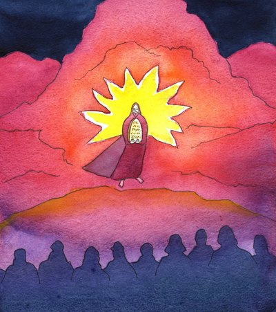 Moses bringt die Tafeln der Zehn Gebote herunter, 2001 von Elizabeth Wang