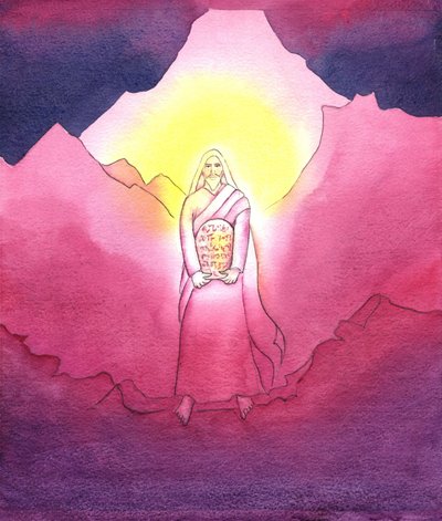 Moses bringt die Tafeln der Zehn Gebote herunter von Elizabeth Wang
