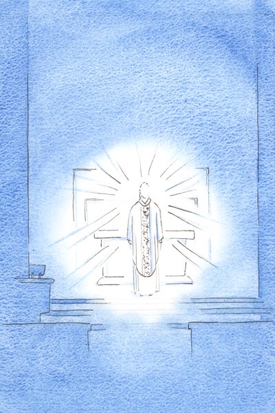 Am Fest der Heimsuchung erschien Christus und trug ein goldenes Messgewand zu Ehren seiner Heiligen Mutter Maria. von Elizabeth Wang