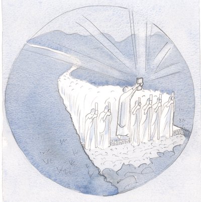 Auf dem Weg der Heiligen Tradition, die Heiligen Schriften hochhaltend, gehen die Lehrer: Bischöfe und Priester mit allen Menschen. von Elizabeth Wang
