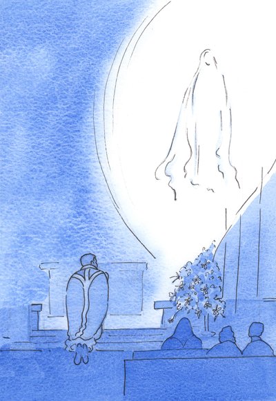 Unsere Liebe Frau erschien in einem strahlenden Licht, nahe bei uns, erfreut über unsere Hingabe, als wir alle im Mai den Rosenkranz beteten, 2003 von Elizabeth Wang