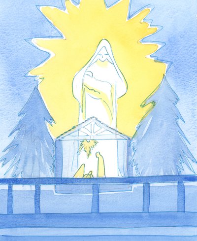 Unsere gesegnete Frau stand in der Marienkapelle, in Herrlichkeit, und zeigte, wie sie unsere Freude am Fest der Geburt ihres Sohnes, unseres Herrn, teilt von Elizabeth Wang
