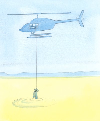 Menschen werden durch unsere Fürbitten im Gebet genauso geholfen wie eine verzweifelte Person, die in Treibsand gefangen ist, von Freunden, die ihn mit einer Winde aus einem Hubschrauber in Sicherheit bringen von Elizabeth Wang