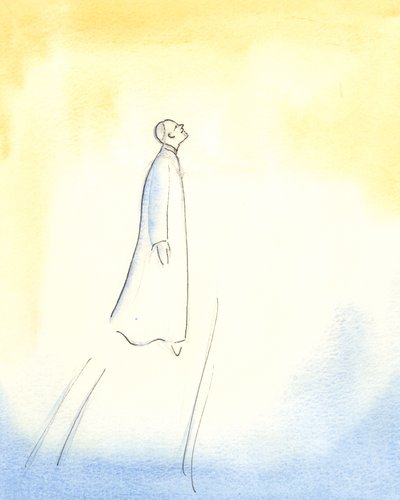 Papst Johannes Paul II. schwebt nach seinem Tod hoch empor und fährt schnell in den Himmel, so vollständig war seine Vereinigung mit Gott und so groß seine Heiligkeit, Einfachheit und Reinheit von Elizabeth Wang