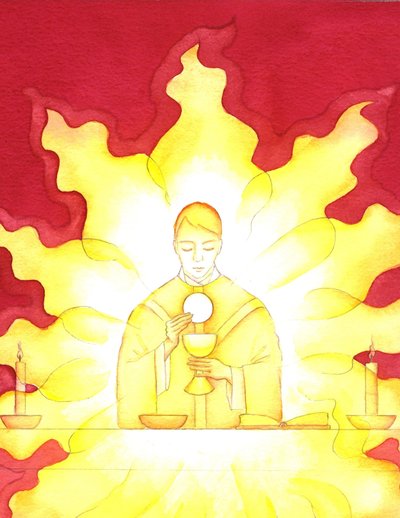 Die Gegenwart Jesu in der Eucharistie ist wie ein loderndes Feuer der Herrlichkeit von Elizabeth Wang