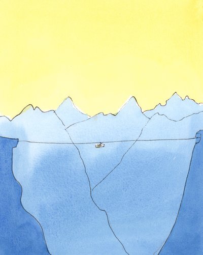 Die Reise vom Leben zum Tod ist wie eine Fahrt mit der Seilbahn zwischen zwei Bergen von Elizabeth Wang