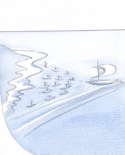 Die Seele, die auf Christus vertraut, ist wie ein Schiff, dessen Segel vom Wind der Gnade gefüllt sind, das andere in seinem Kielwasser zieht. von Elizabeth Wang