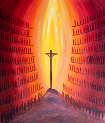 Durch die Messe ist jede Generation von Gottes Volk dem einen Opfer Christi gegenwärtig, wie es auf dem Altar dargestellt wird von Elizabeth Wang