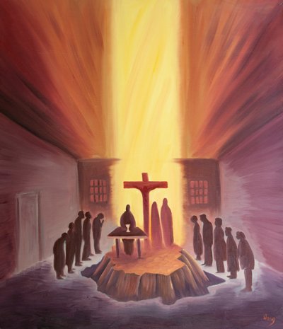 Durch die Messe sind wir mit der ganzen Kirche um das Kreuz von Golgatha vereint. von Elizabeth Wang