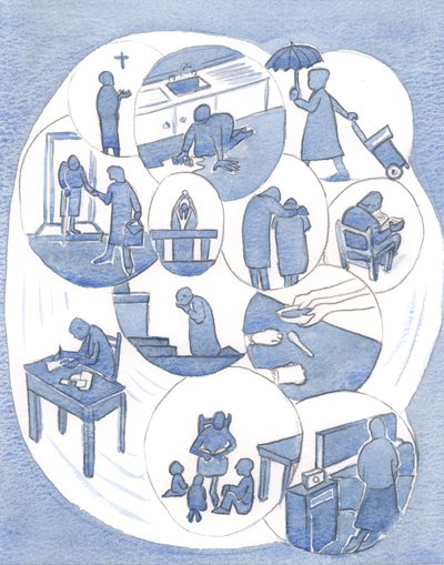 Wir dienen Christus durch all unsere täglichen Pflichten, besonders durch die Liebe zum Nächsten und Zeiten des Gebets und der Anbetung, 2000 von Elizabeth Wang