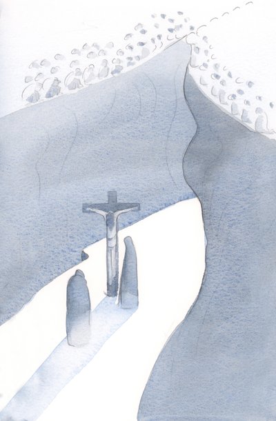 Welch ein Abgrund liegt vor uns bei der Messe, da wir Teil des einen Opfers für die Sünde werden, vereint mit jener vergangenen Zeit, als Christus am Kreuz uns rettete. von Elizabeth Wang