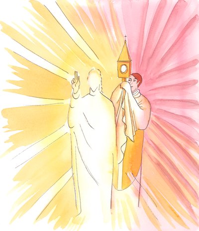 Wenn ein Priester die Monstranz mit der Heiligen Hostie hält und uns damit segnet, segnet uns Christus selbst, auch wenn wir ihn nicht sehen, 2003 von Elizabeth Wang