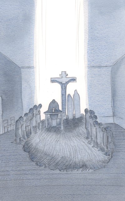 Wenn wir das eine, ehrfurchtgebietende Opfer darbringen und daran teilnehmen, finden wir Golgatha hier am Altar. von Elizabeth Wang
