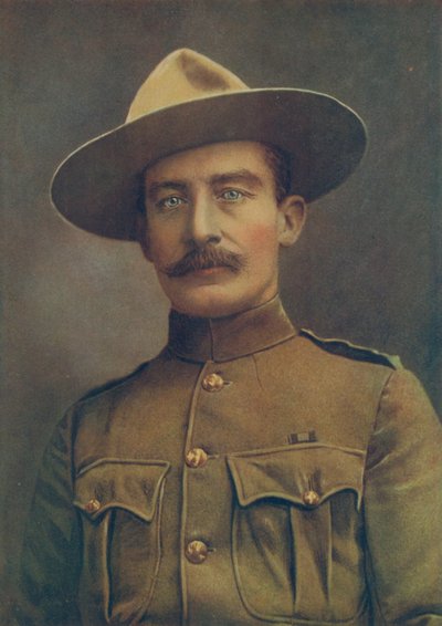 Oberst Robert S. S. Baden-Powell, der Verteidiger von Mafeking. In Felduniform als Oberst der Irregulären Kavallerie von Elliott and Fry Photography Studio