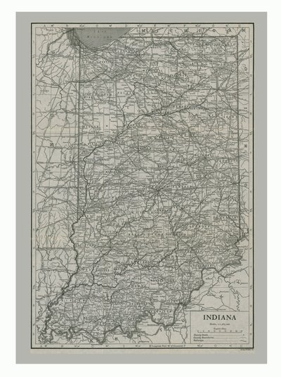 Karte von Indiana, USA, um 1900 von Emery Walker