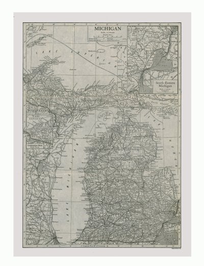 Karte von Michigan, USA, ca. 1900 von Emery Walker