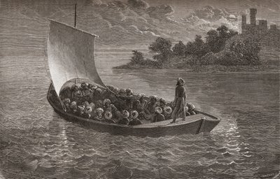 Arminio Vambery und seine Gefährten auf dem Kaspischen Meer im Jahr 1863, Illustration aus 