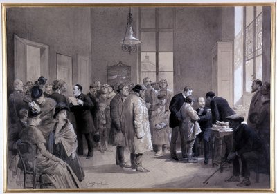 Szenen der Impfung im Labor der Normalschule im Jahr 1886 (Zeichnung) von Emile Antoine Bayard