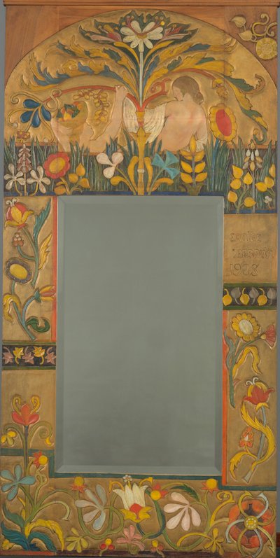 Spiegelrahmen verziert mit Pflanzen, Blumen und zwei Frauenfiguren, 1908 von Emile Bernard