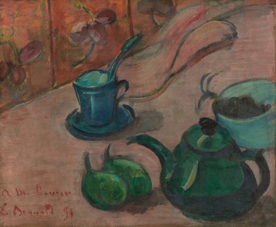 Stillleben mit Teekanne, Tasse und Obst, 1890 von Emile Bernard